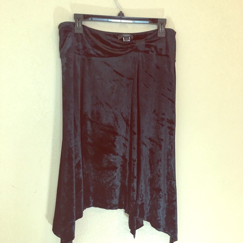 Express black asymmetrical velvet bow detail euc